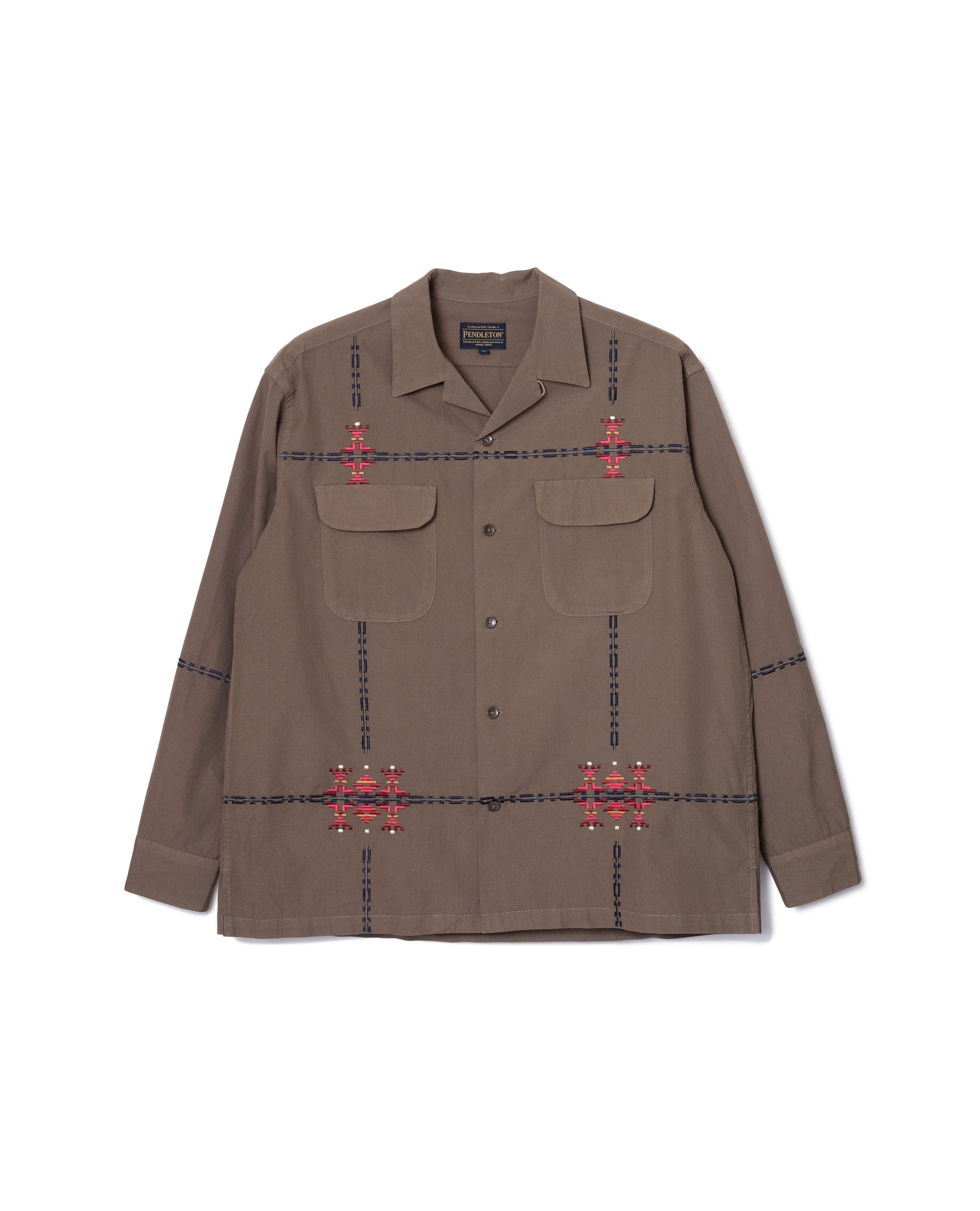 ガーメントダイ・EMB・オープンカラーシャツ