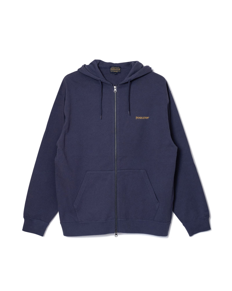 バックプリント・ジップアップフーディ