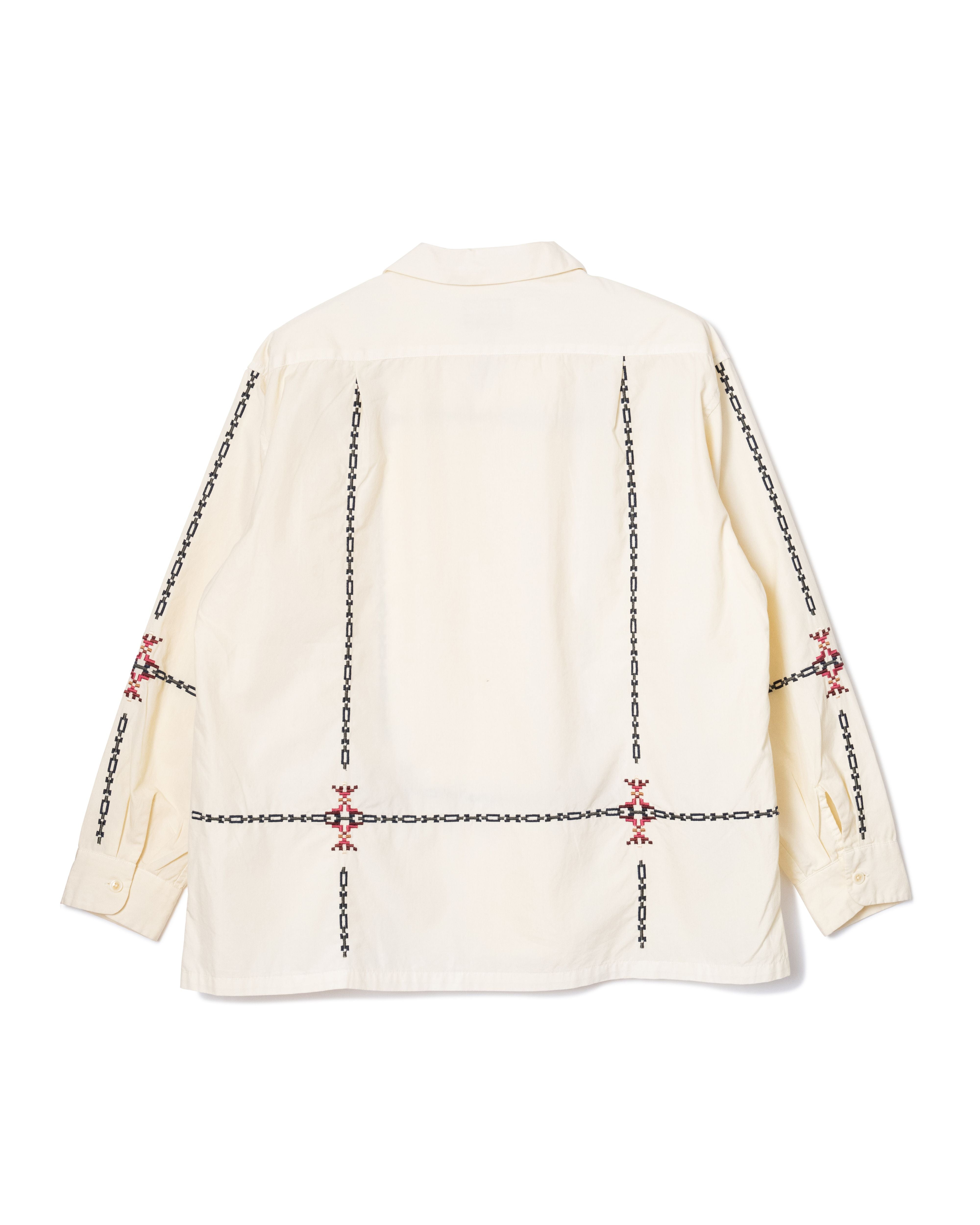 ガーメントダイ・EMB・オープンカラーシャツ