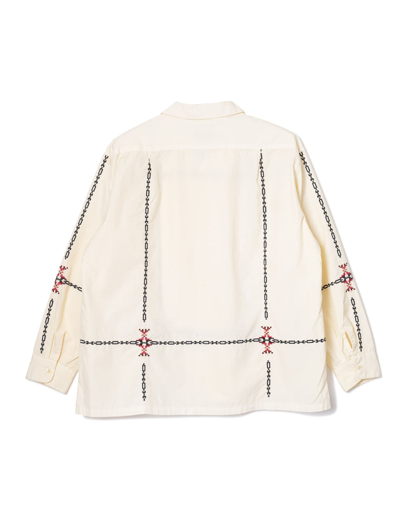 ガーメントダイ・EMB・オープンカラーシャツ