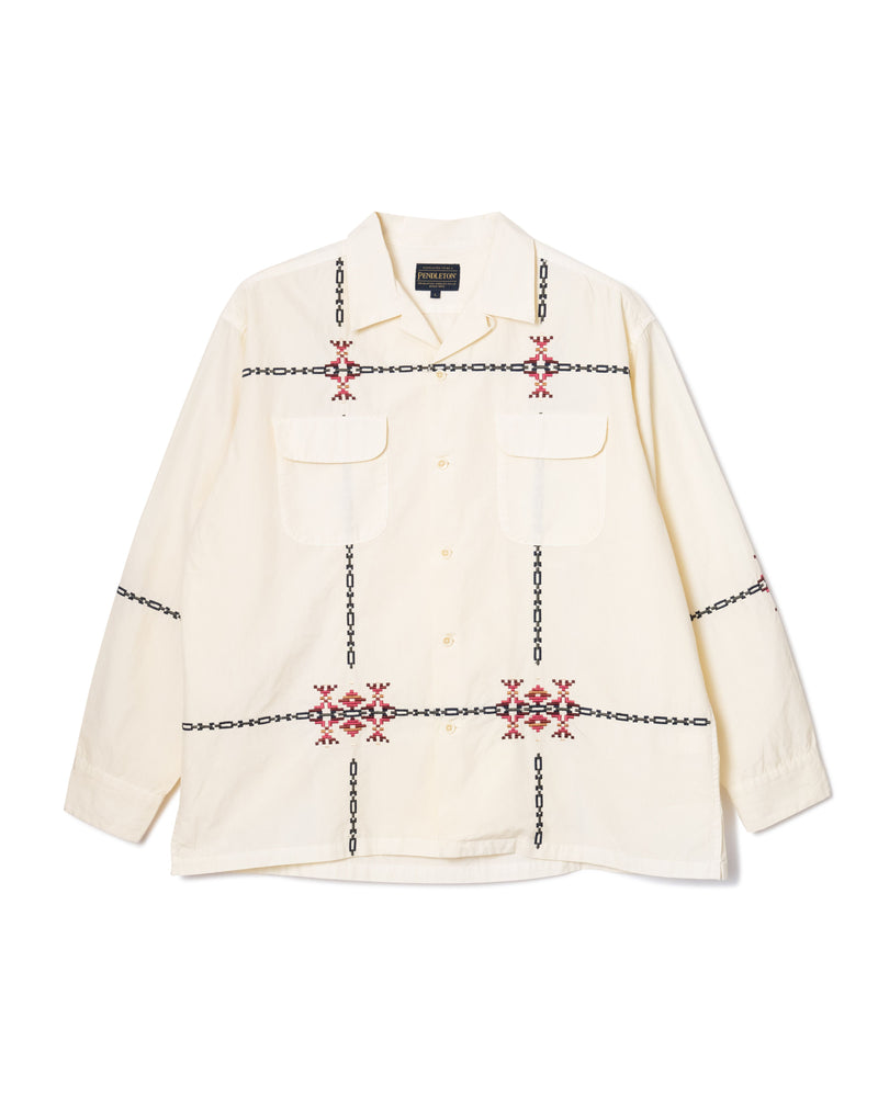 ガーメントダイ・EMB・オープンカラーシャツ