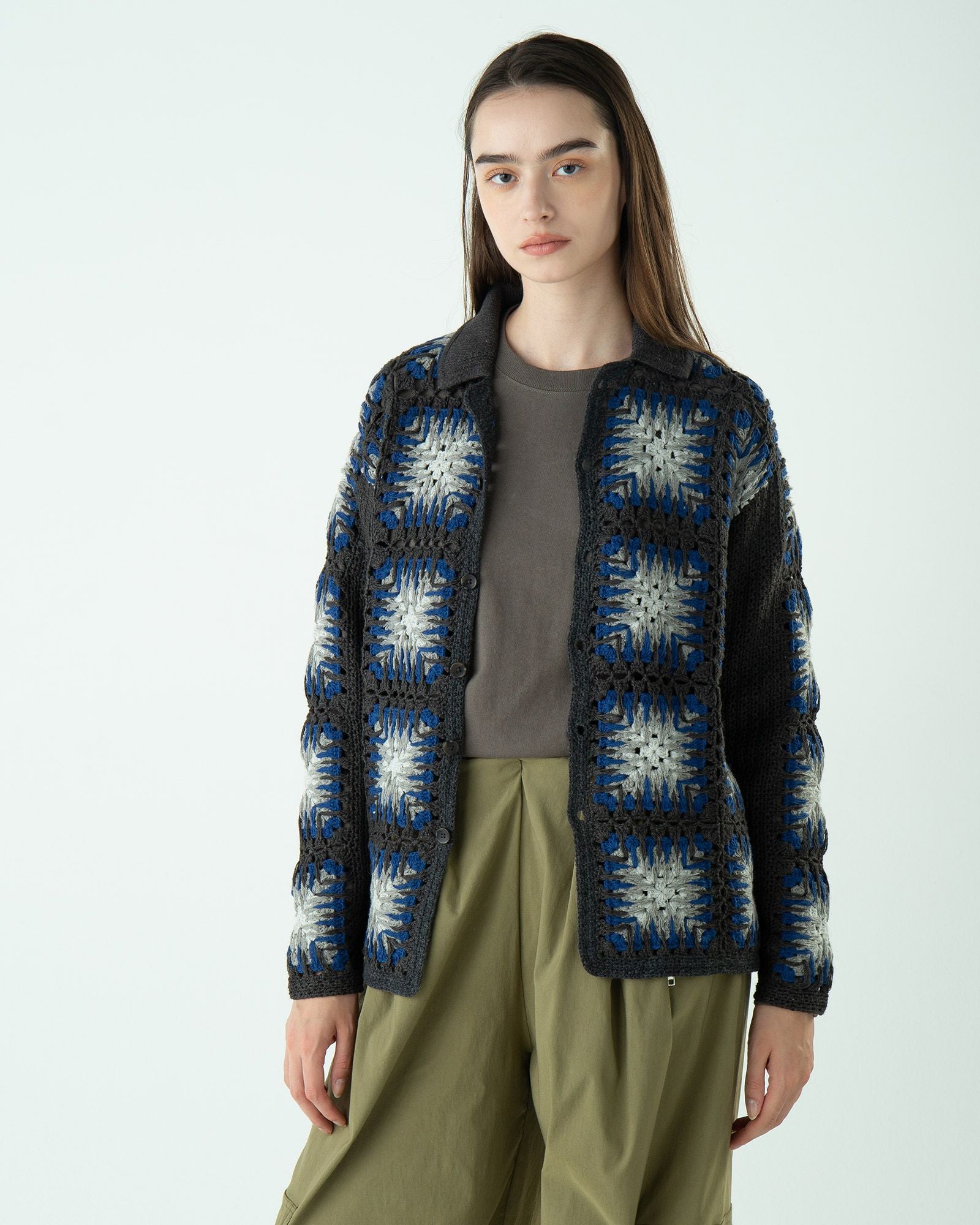 クロシェット・ポロカーディガン