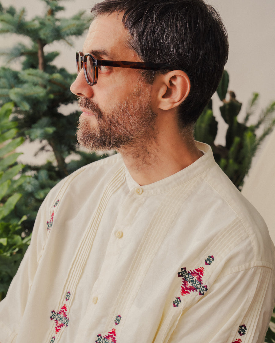 Band-collar Shirt